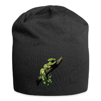 Green Tree Python Snakes Lover Terrarium - Jersey Beanie - black - Front