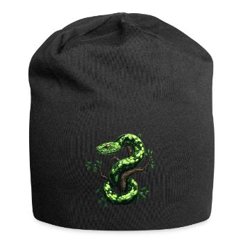 Green Tree Python Snakes Lover Terrarium - Jersey Beanie - black - Front