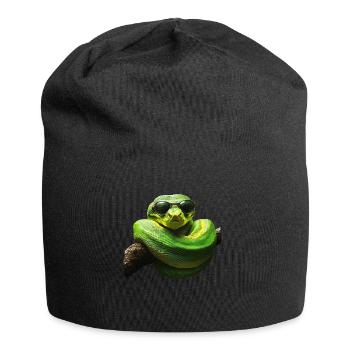 Green Tree Python Snakes Lover Terrarium - Jersey Beanie - black - Front
