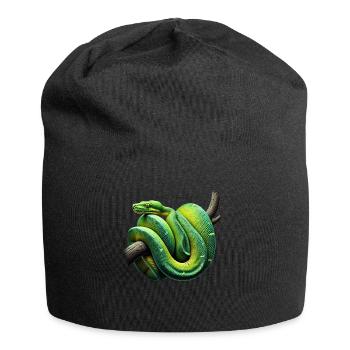 Green Tree Python Snakes Lover Terrarium - Jersey Beanie - black - Front