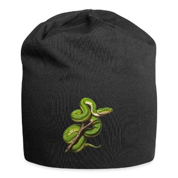 Green Tree Python Snakes Lover Terrarium - Jersey Beanie - black - Front
