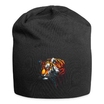 Lustiges Tiger Kunst Tier Natur Wildtier Tiere Zoo - Jersey-Beanie - Schwarz - Vorne