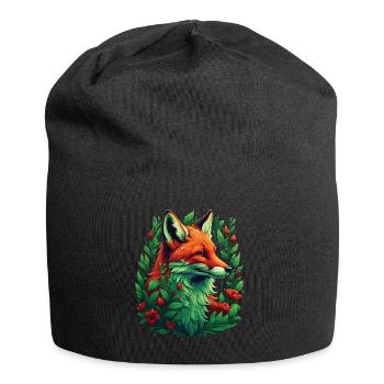 Lustiges Fuchs Fox Kunst Tier Natur Wildtier Tiere - Jersey-Beanie - Schwarz - Vorne