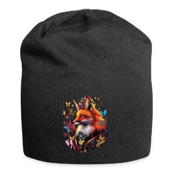 Lustiges Fuchs Fox Kunst Tier Natur Wildtier Tiere - Jersey-Beanie - Schwarz - Vorne