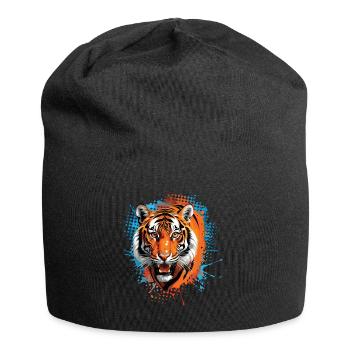 Lustiges Tiger Kunst Tier Natur Wildtier Tiere Zoo - Jersey-Beanie - Schwarz - Vorne