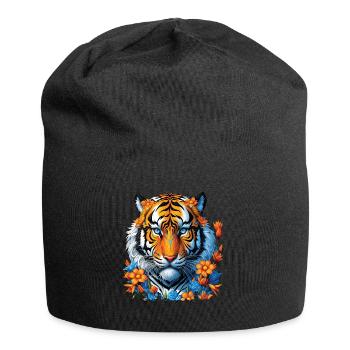 Lustiges Tiger Kunst Tier Natur Wildtier Tiere Zoo - Jersey-Beanie - Schwarz - Vorne