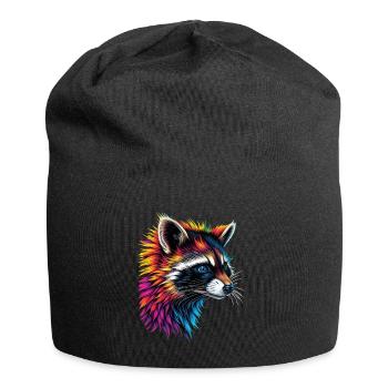 Raccoon Motif Animal Lover Art Artwork - Jersey Beanie - black - Front