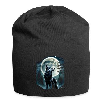 Wolf Liebhaber Wildtier Kunst Wolf Bunt Tier - Jersey-Beanie - Schwarz - Vorne