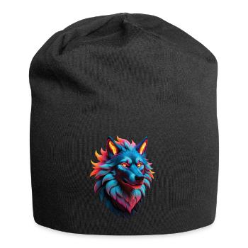 Wolf Liebhaber Wildtier Kunst Wolf Bunt Tier - Jersey-Beanie - Schwarz - Vorne