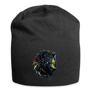 Wolf Liebhaber Wildtier Kunst Wolf Bunt Tier - Jersey-Beanie - Schwarz - Vorne