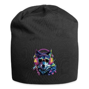 Wolf Liebhaber Wildtier Kunst Wolf Bunt Tier - Jersey-Beanie - Schwarz - Vorne