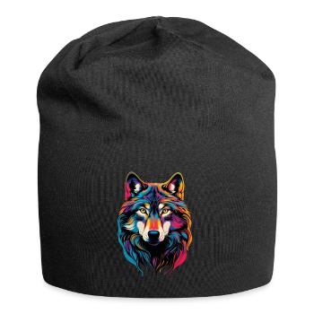 Loup Amoureux Animal sauvage Art Loup Animal coloré - Bonnet en jersey - noir - Devant