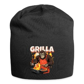 Grillen Grilla Griller Gorilla BBQ Spruch Lustig - Jersey-Beanie - Schwarz - Vorne