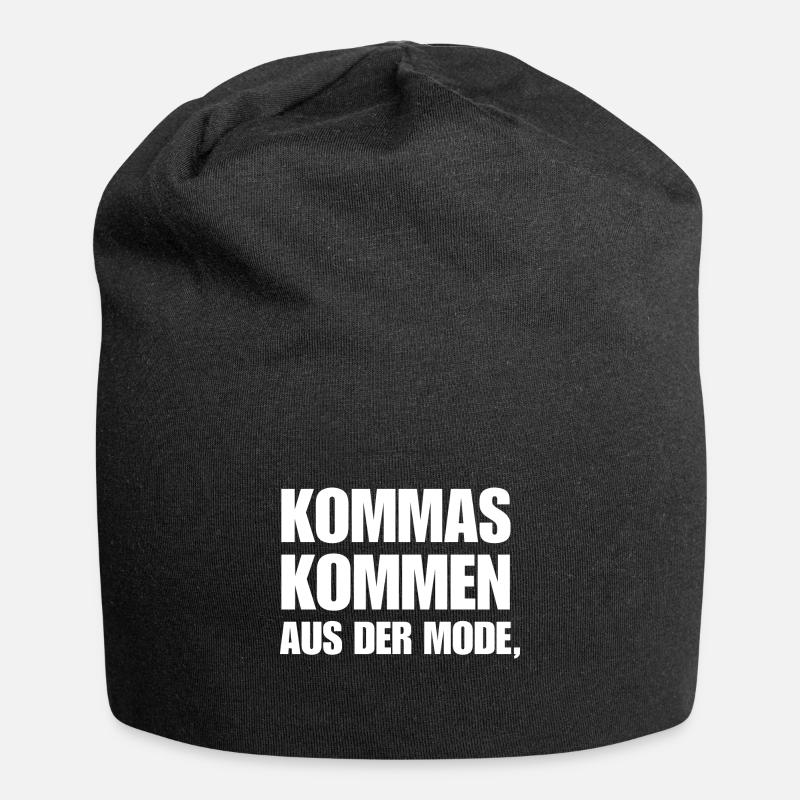 Kommas Kommen Aus Der Mode. Geschenk Deutschlehrer - Jersey-Beanie - Schwarz