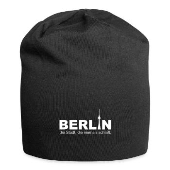 Berlin - Die Stadt die niemals schläft - Jersey-Beanie - Schwarz - Vorne