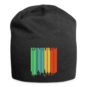 Weinlese-Retro- Edinburgh-Skyline. Erkunde Schottland - Jersey-Beanie - Schwarz - Vorne