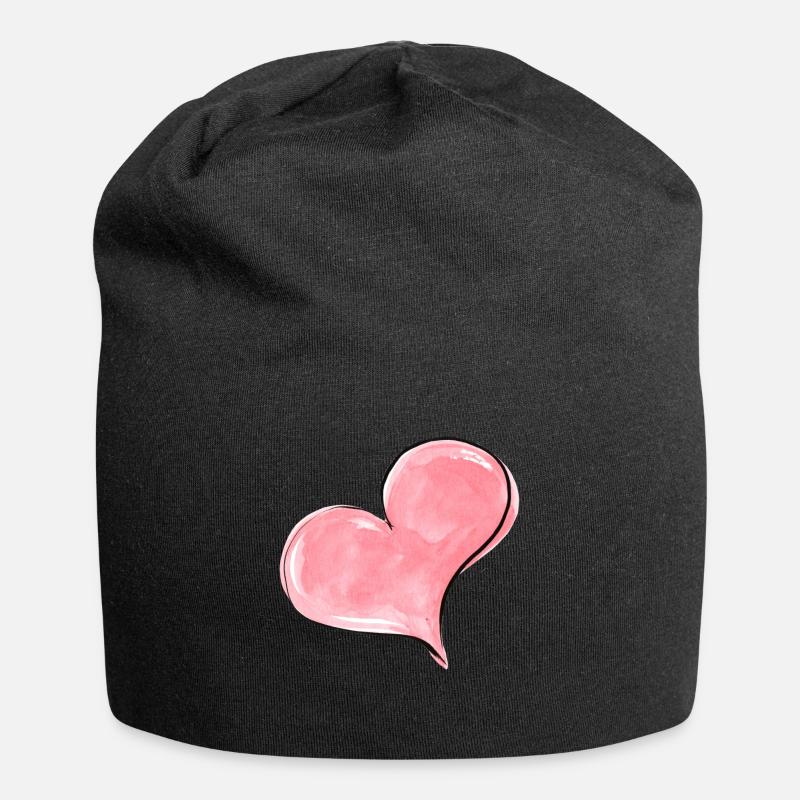 Herz - Jersey-Beanie - Schwarz