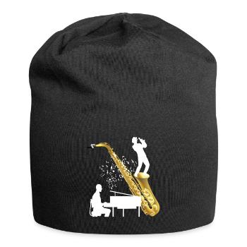 Morceau de musique de piano avec saxophone - Bonnet en jersey - noir - Devant