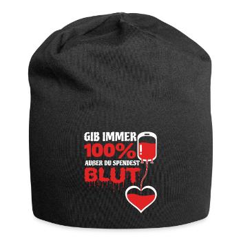 Spende Blut Blutspendedienst Blutspender Geshenk - Jersey-Beanie - Schwarz - Vorne