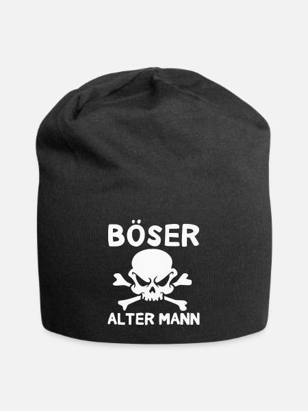 Böser Alter Mann Totenkopf Sarkasmus Rentner - Jersey-Beanie - Schwarz