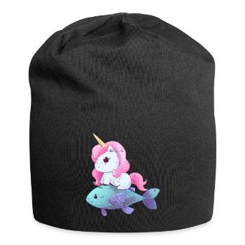 La licorne monte sur le poisson - Bonnet en jersey - noir - Devant