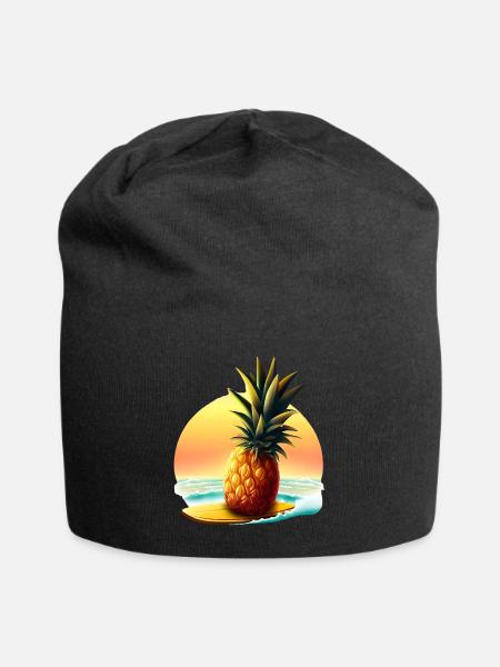 Surfeur d’ananas au coucher du soleil - Bonnet en jersey - noir