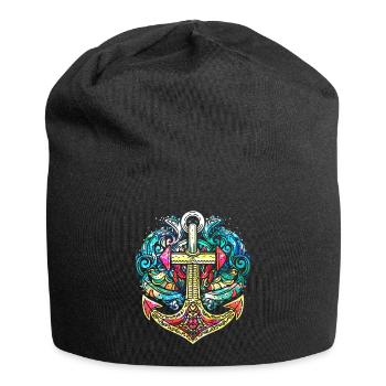 Ancre, Rétro, Mer, Maritime, Style Tatouage, Symbole - Bonnet en jersey - noir - Devant