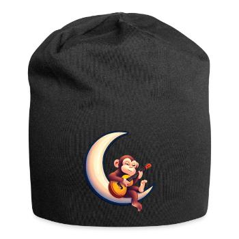 Musikalischer Affe im Halbmond - Jersey-Beanie - Schwarz - Vorne