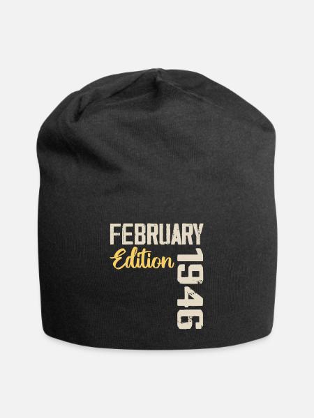 Februar 1946 Geburtstag Februar 1946 Retro - Jersey-Beanie - Schwarz