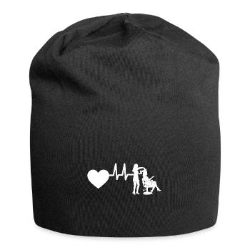 frises ciseaux coiffeur battement de coeur femme fille - Bonnet en jersey - noir - Devant
