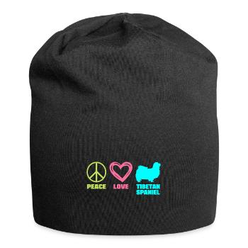 Épagneul tibétain Maman Paix Amour Dictons Drôles - Bonnet en jersey - noir - Devant