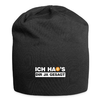 Bitcoin Ich hab's dir ja gesagt B lustige Sprüche - Jersey-Beanie - Schwarz - Vorne