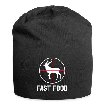 Fast Food Deer Hunt T-Shirt Funny Gift - Jersey Beanie - black - Front