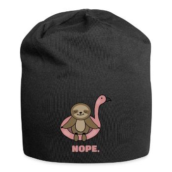 Funny Sloth, Nope, Flamingo - Jersey Beanie - black - Front