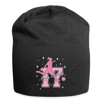 17. Geburtstag Fussball Fussballspielerin - Jersey-Beanie - Schwarz - Vorne