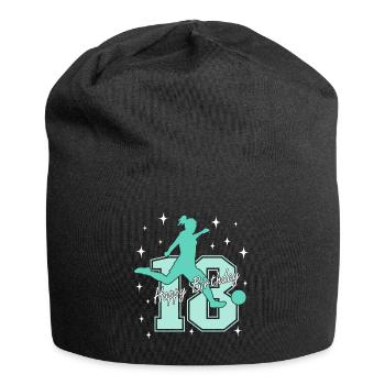 18. Geburtstag Fussball Fussballspielerin - Jersey-Beanie - Schwarz - Vorne