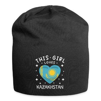 Kasachstan Flagge Kasachstan Fahne Kazakhstan - Jersey-Beanie - Schwarz - Vorne