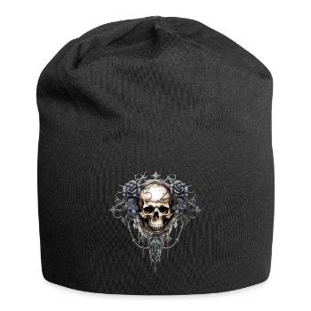 Gothic Art Print with Skull and Roses - Jersey Beanie - black - Front