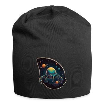 Crab spaceship in space with planets - Jersey Beanie - black - Front