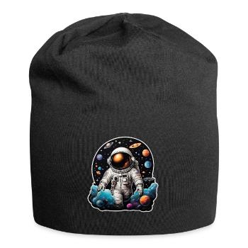 Astronaute sur la route dans l’espace avec des planètes - Bonnet en jersey - noir - Devant