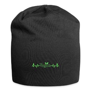 Battement de cœur végétalien avec les feuilles pour les végétaliens - Bonnet en jersey - noir - Devant