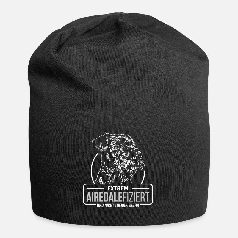 AIREDALEFIZIERT Airedale Terrier Hunde Wilsigns - Jersey-Beanie - Schwarz