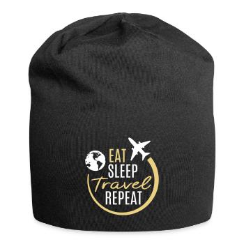 Eat Sleep Travel Repeat Travel Plane Fly - Jersey Beanie - black - Front
