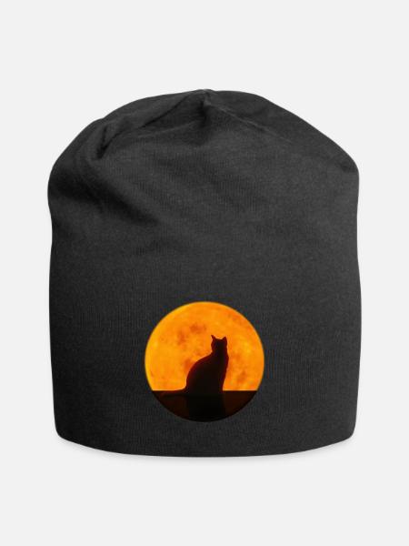 Katze - Jersey-Beanie - Schwarz