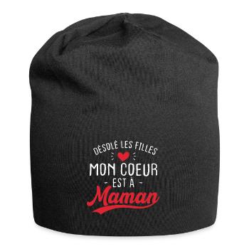 Désolé les filles mon coeur est à maman - Bonnet en jersey - noir - Devant