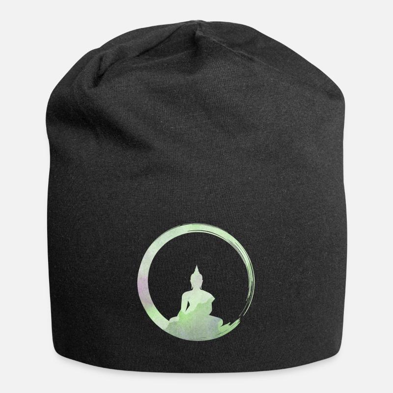 Bouddhisme - Silhouette du Bouddha Enso Zen Circle 1 - Bonnet en jersey - noir