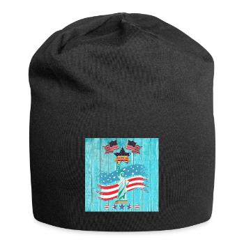 USA, Freiheitsstatue - Jersey-Beanie - Schwarz - Vorne