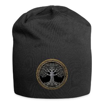 Yggdrasil, Baum des Lebens, keltisches Symbol - Jersey-Beanie - Schwarz - Vorne