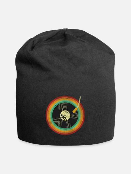 Retro Vinyl Vintage - Jersey-Beanie - Schwarz