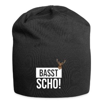 Basst Scho | Trachten Hirsch - Jersey-Beanie - Schwarz - Vorne